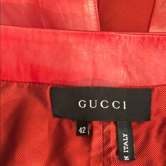 ⭐️HP🧜‍♀️ Gucci Red Leather Pencil Skirt  sz42 - Picture 5 of 7